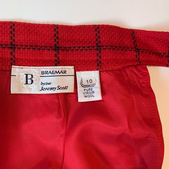 Vintage Braemar Wool Skirt Red Windowpane Plaid Waist 28" - Picture 3 of 10